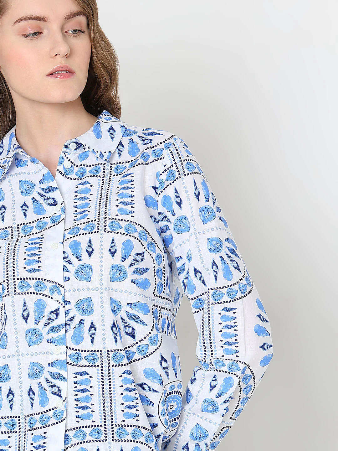 White Printed Cotton Shirt - Image 6