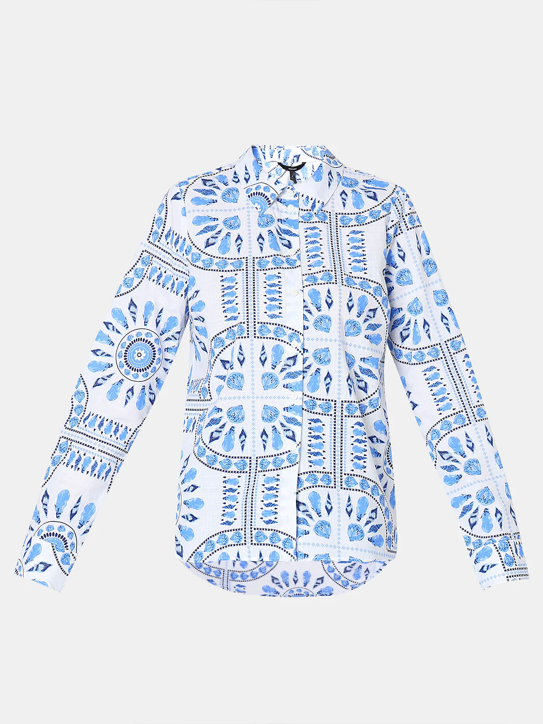 White Printed Cotton Shirt - Image 7