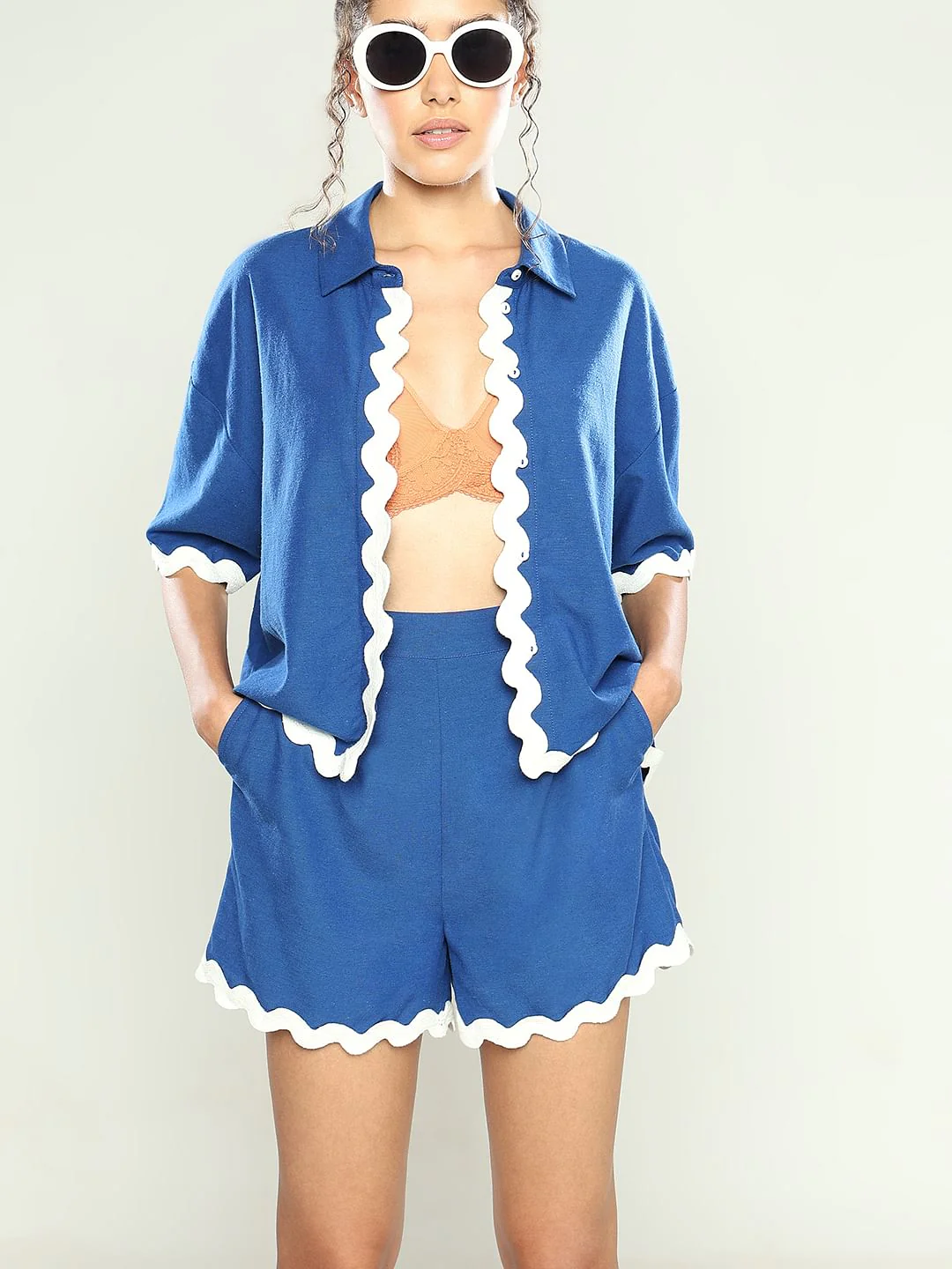 Cobalt Blue Co-Ord Set Shirt