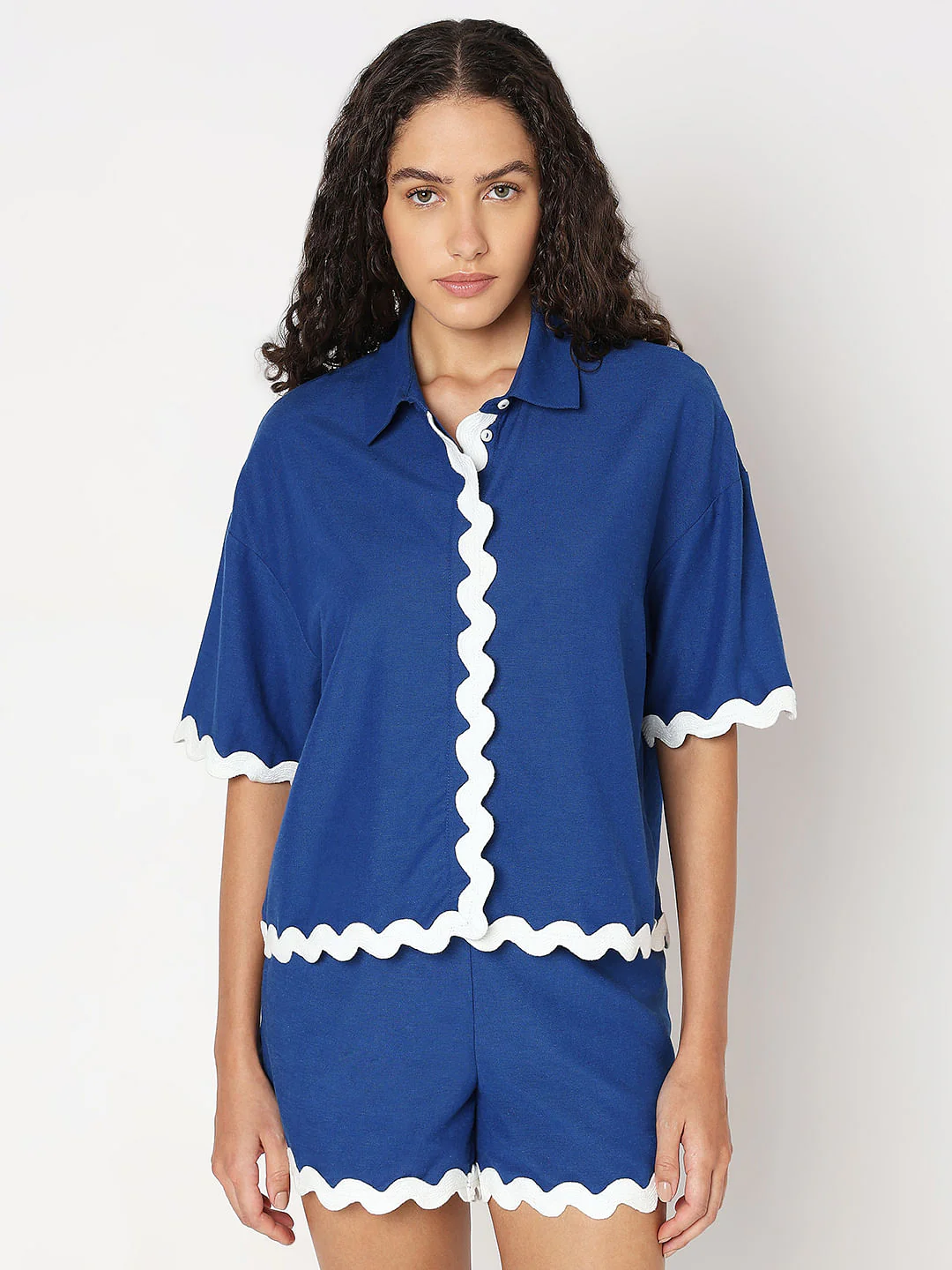 Cobalt Blue Co-Ord Set Shirt - Image 2