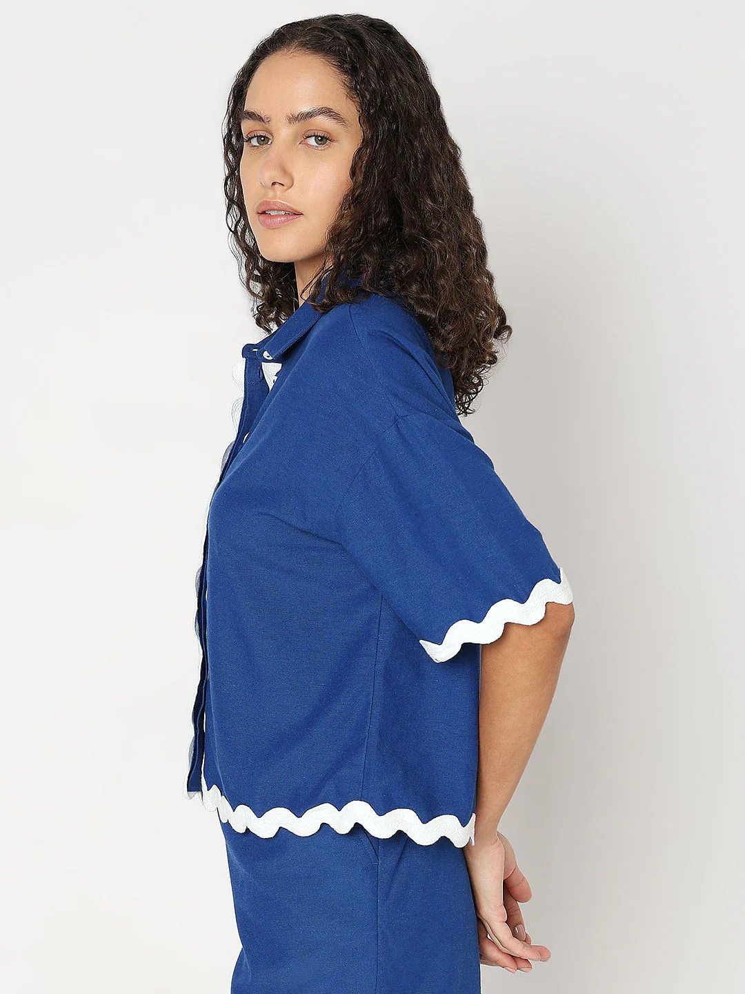 Cobalt Blue Co-Ord Set Shirt - Image 3