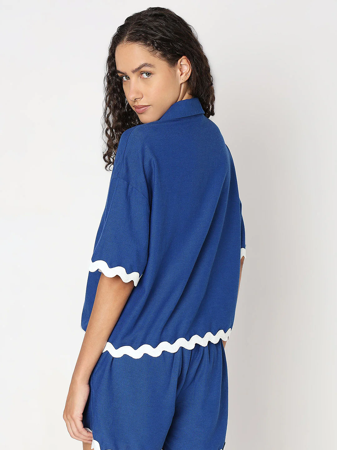 Cobalt Blue Co-Ord Set Shirt - Image 4