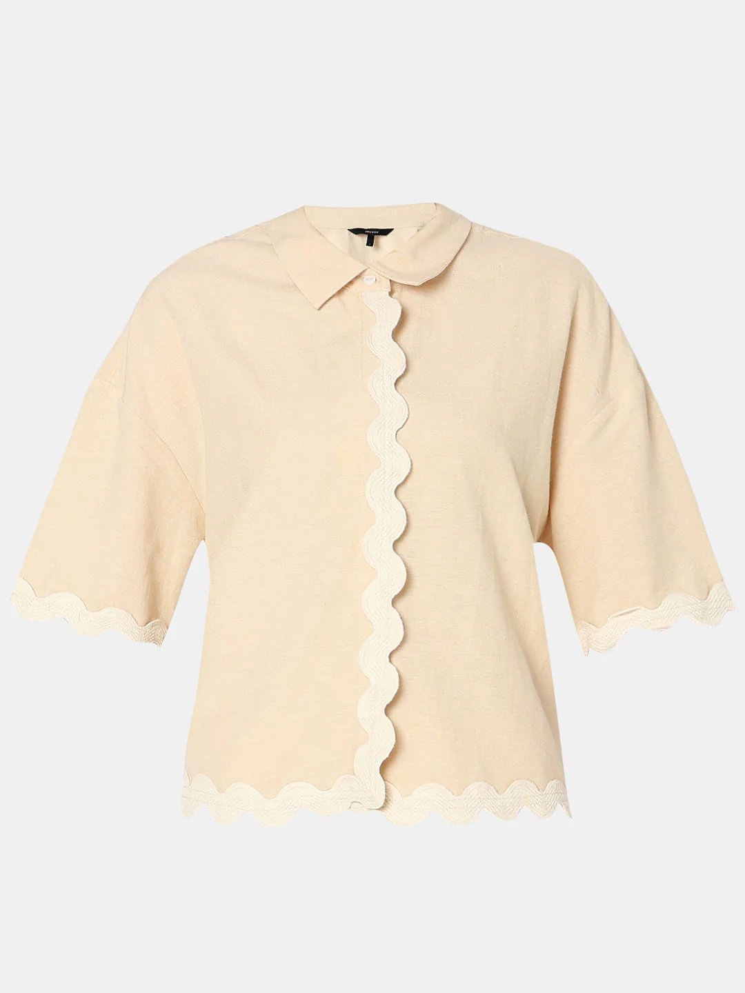 Beige Swirl Hemline Co-Ord Set Shirt - Image 7