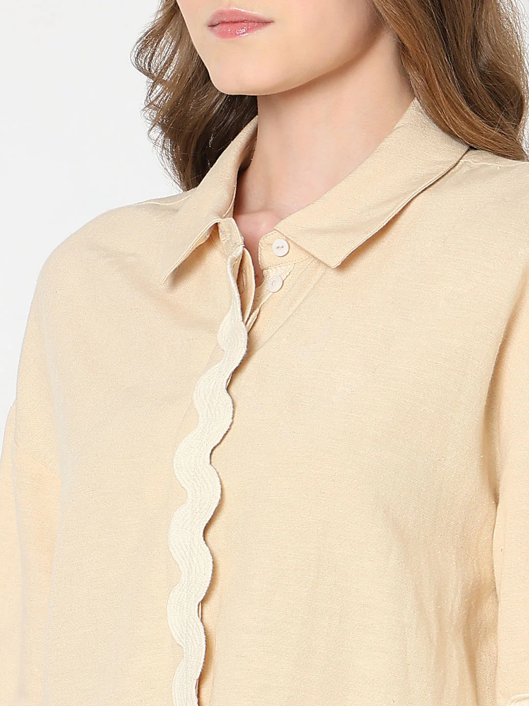 Beige Swirl Hemline Co-Ord Set Shirt - Image 8