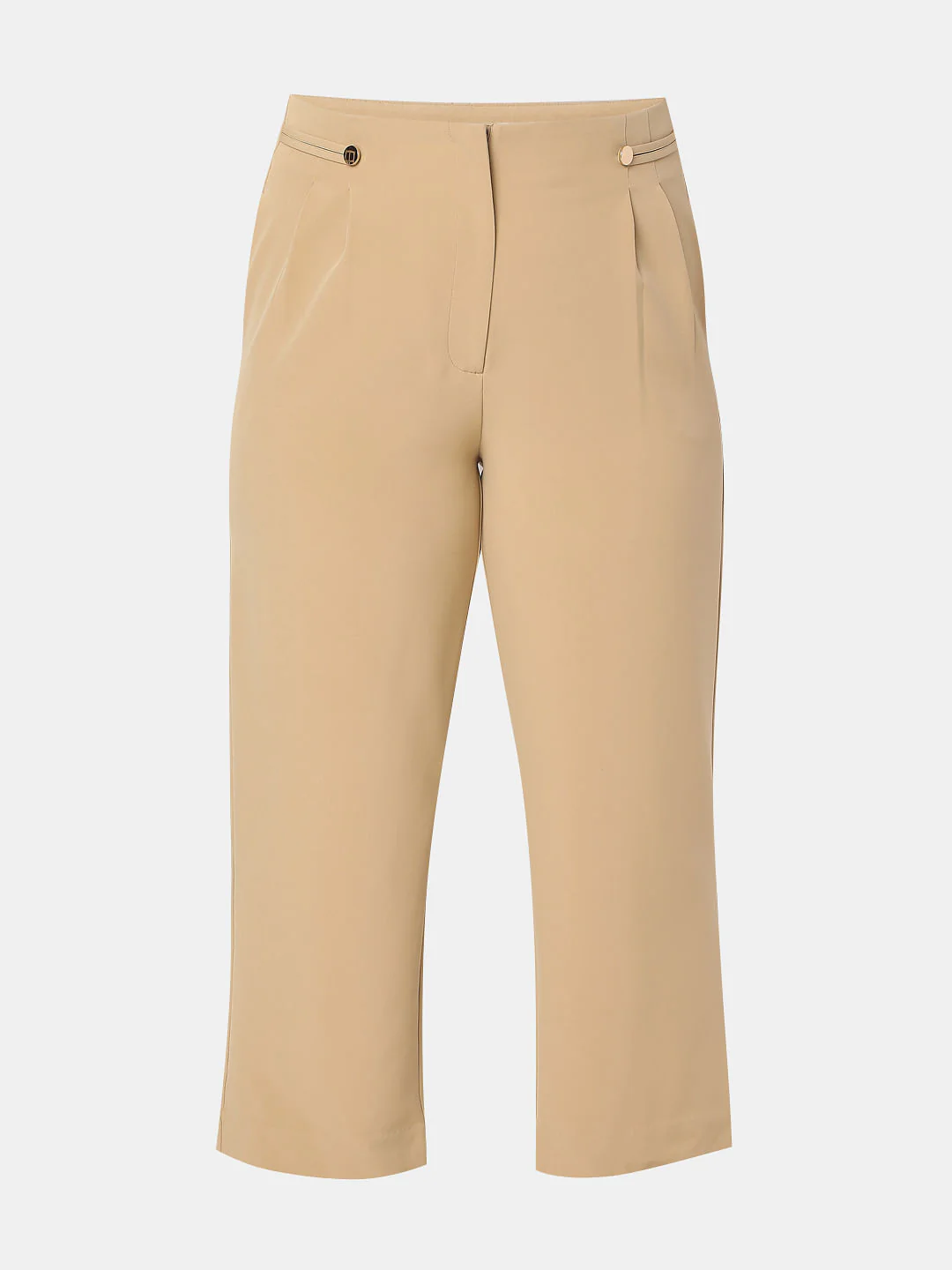 Curve Beige High Rise Straight Fit Pants - Image 7