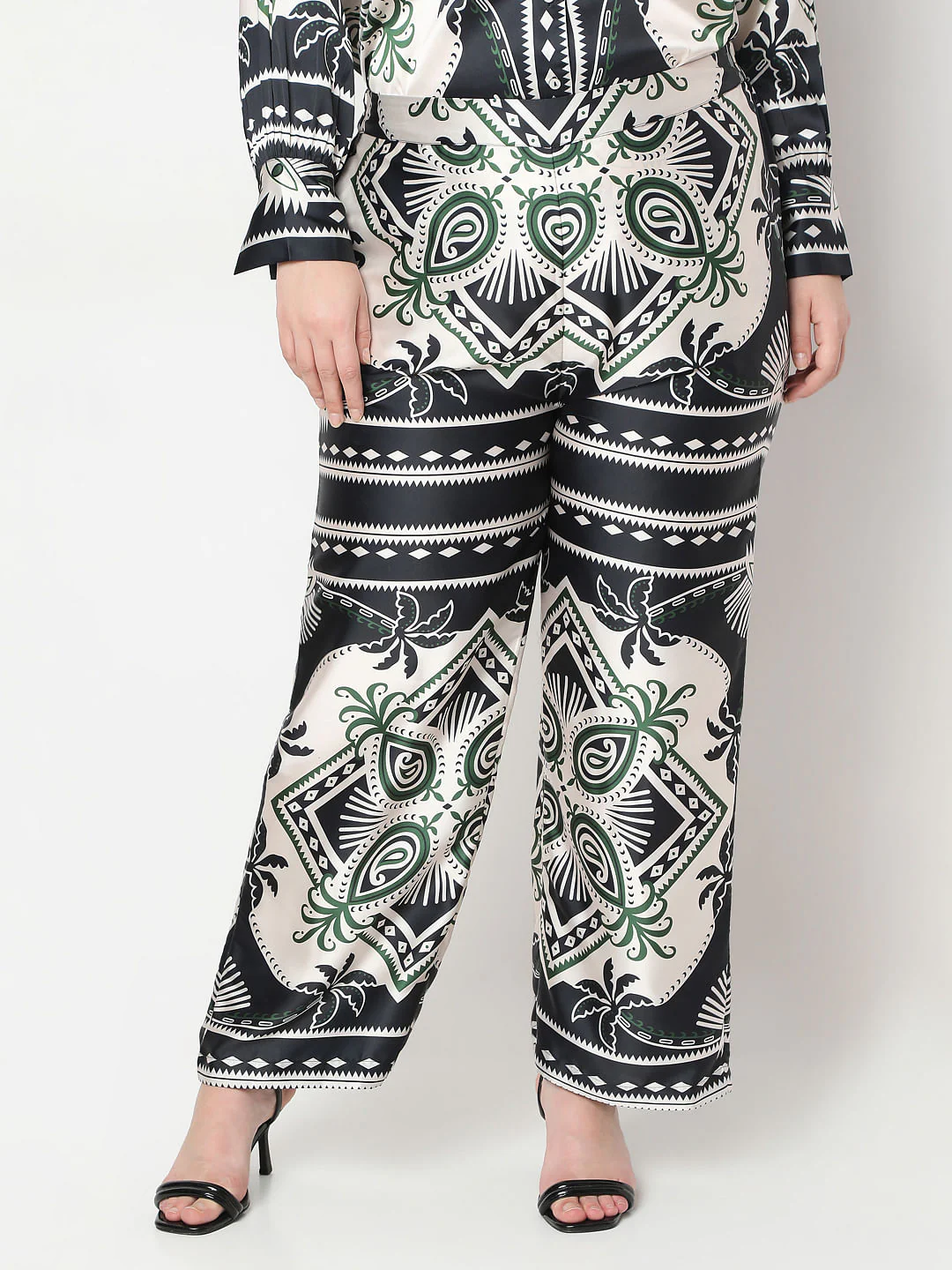 Curve Black Printed Co-Ord Set Pants - Image 2