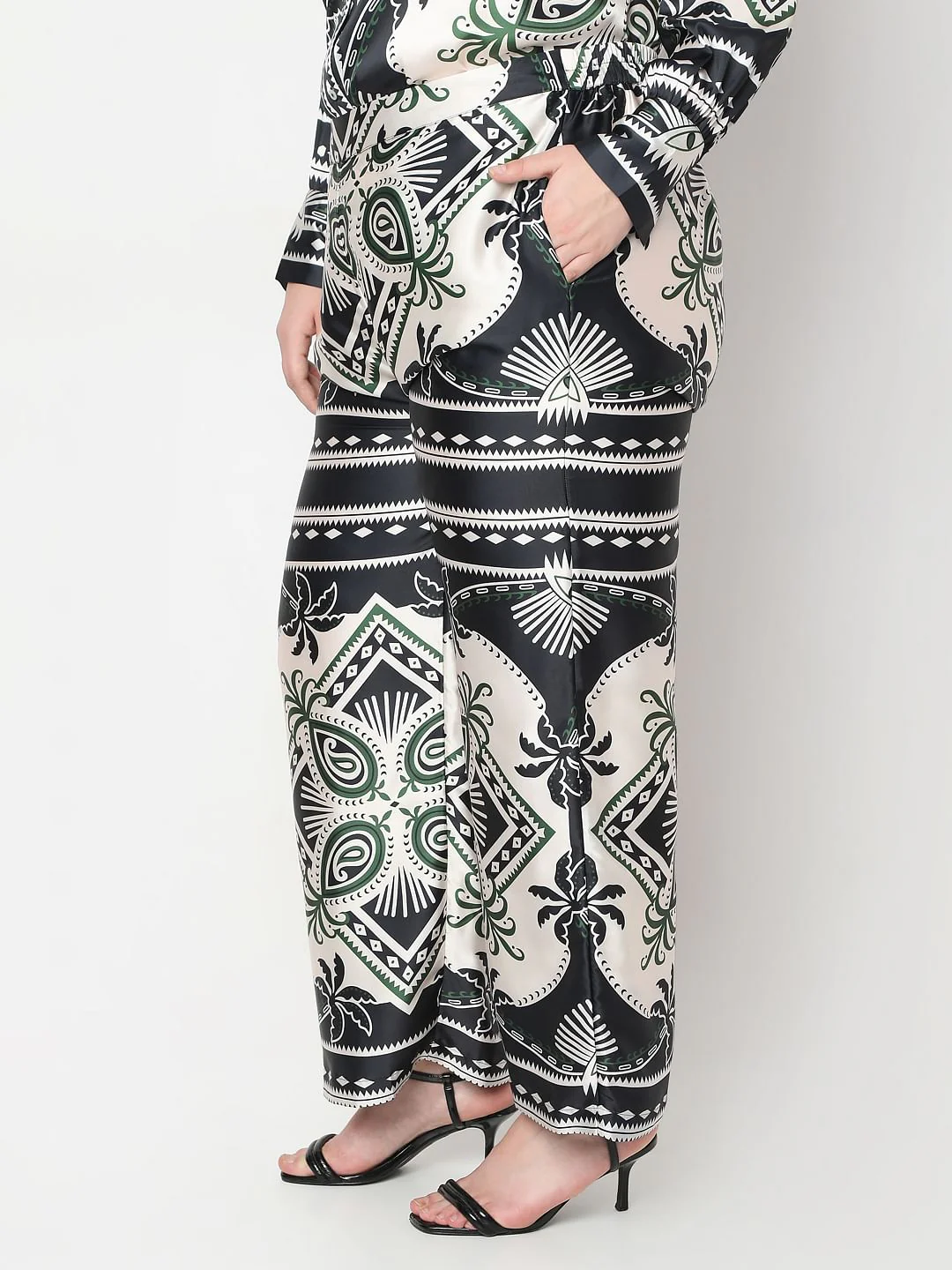 Curve Black Printed Co-Ord Set Pants - Image 3