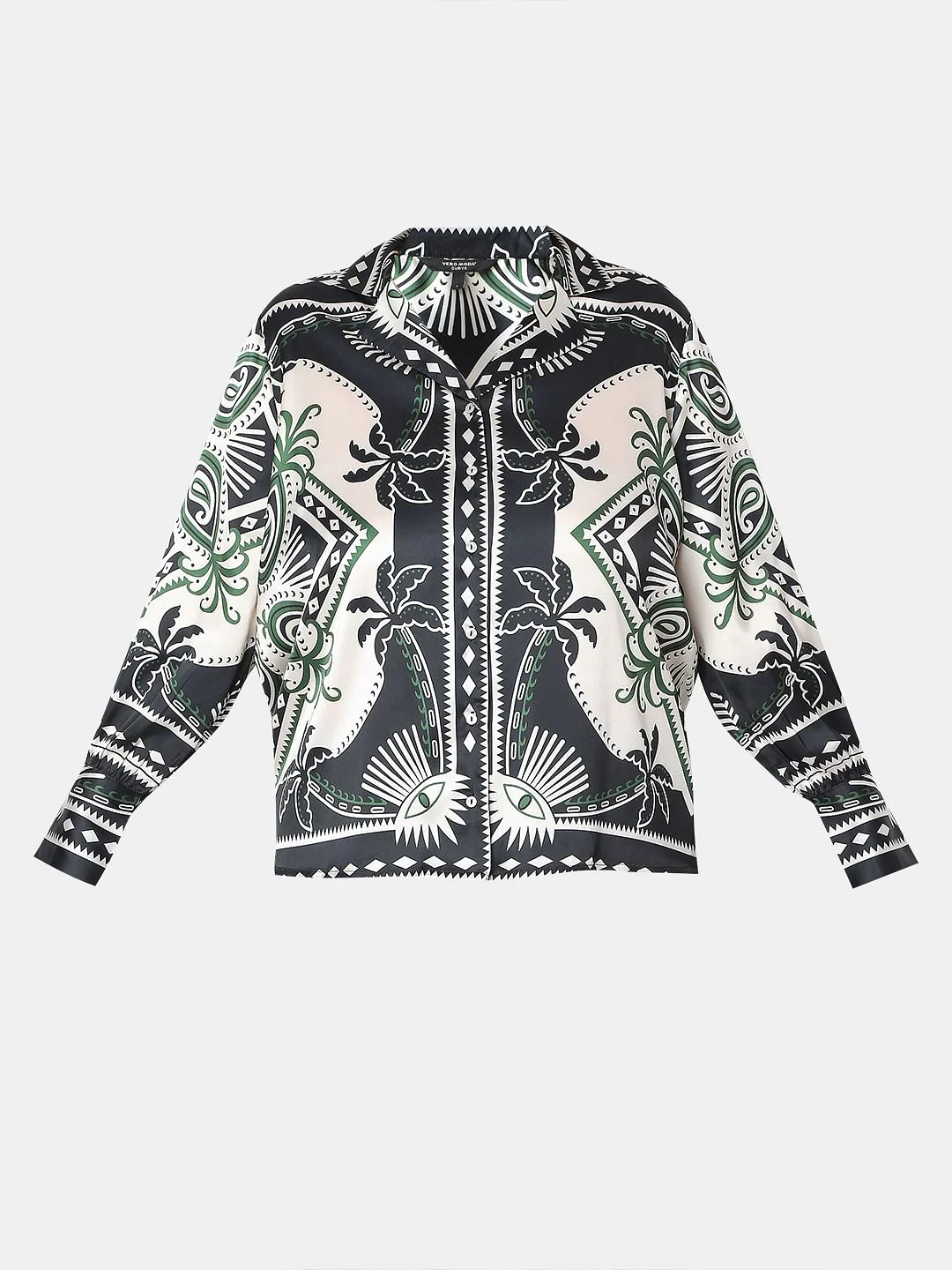 Curve Black Printed Co-Ord Set Shirt - Image 7