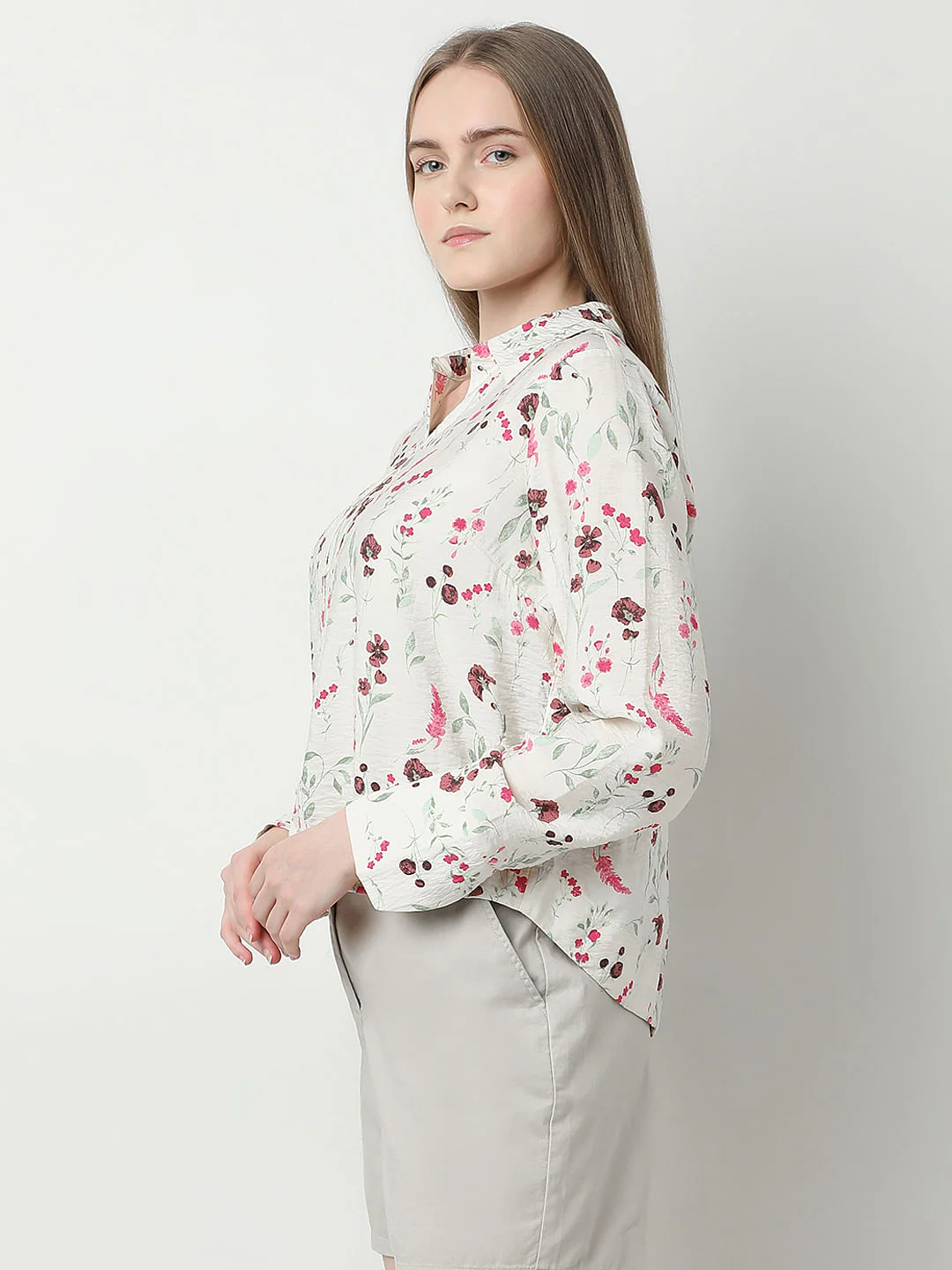 Beige Floral Print Shirt - Image 3