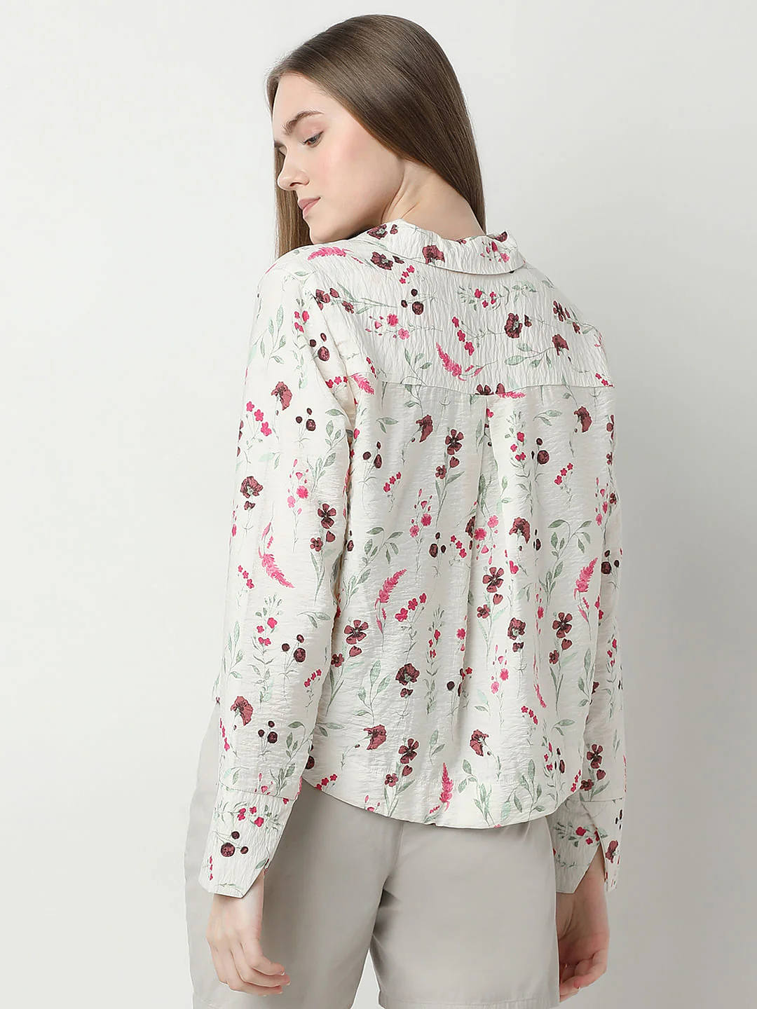 Beige Floral Print Shirt - Image 4