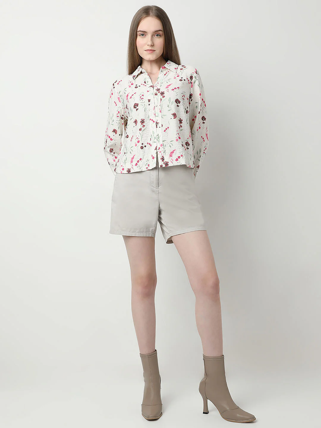 Beige Floral Print Shirt - Image 5