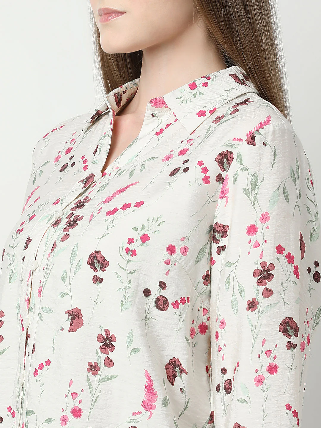Beige Floral Print Shirt - Image 8