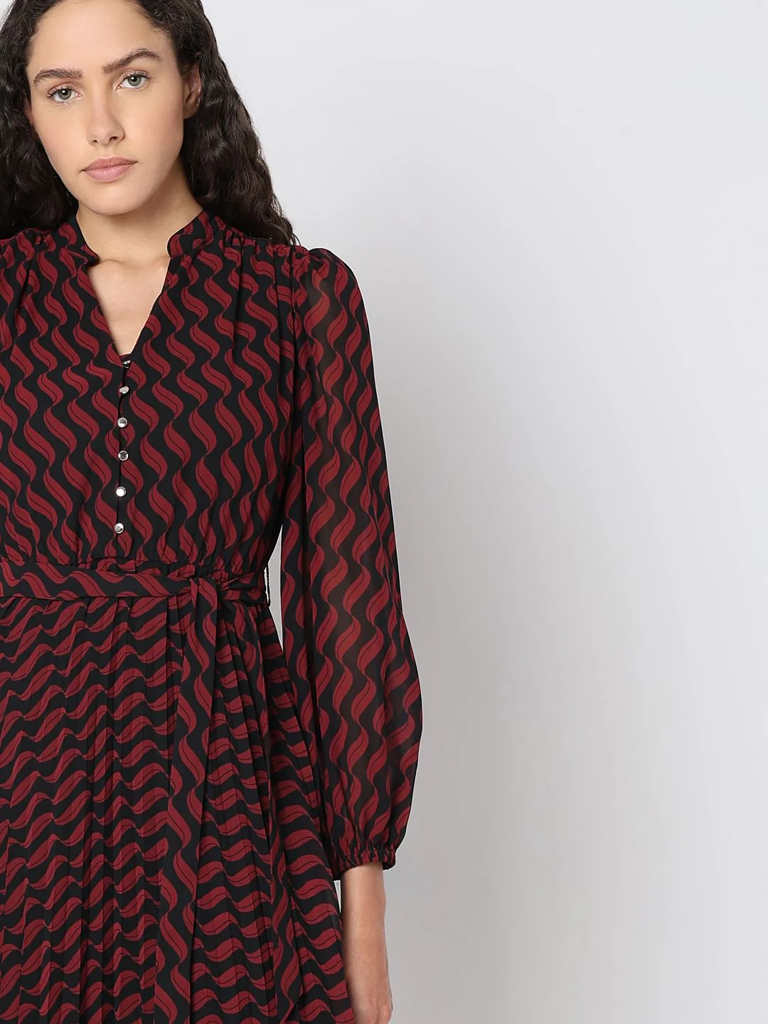 Red Printed Midi Dress - Image 5