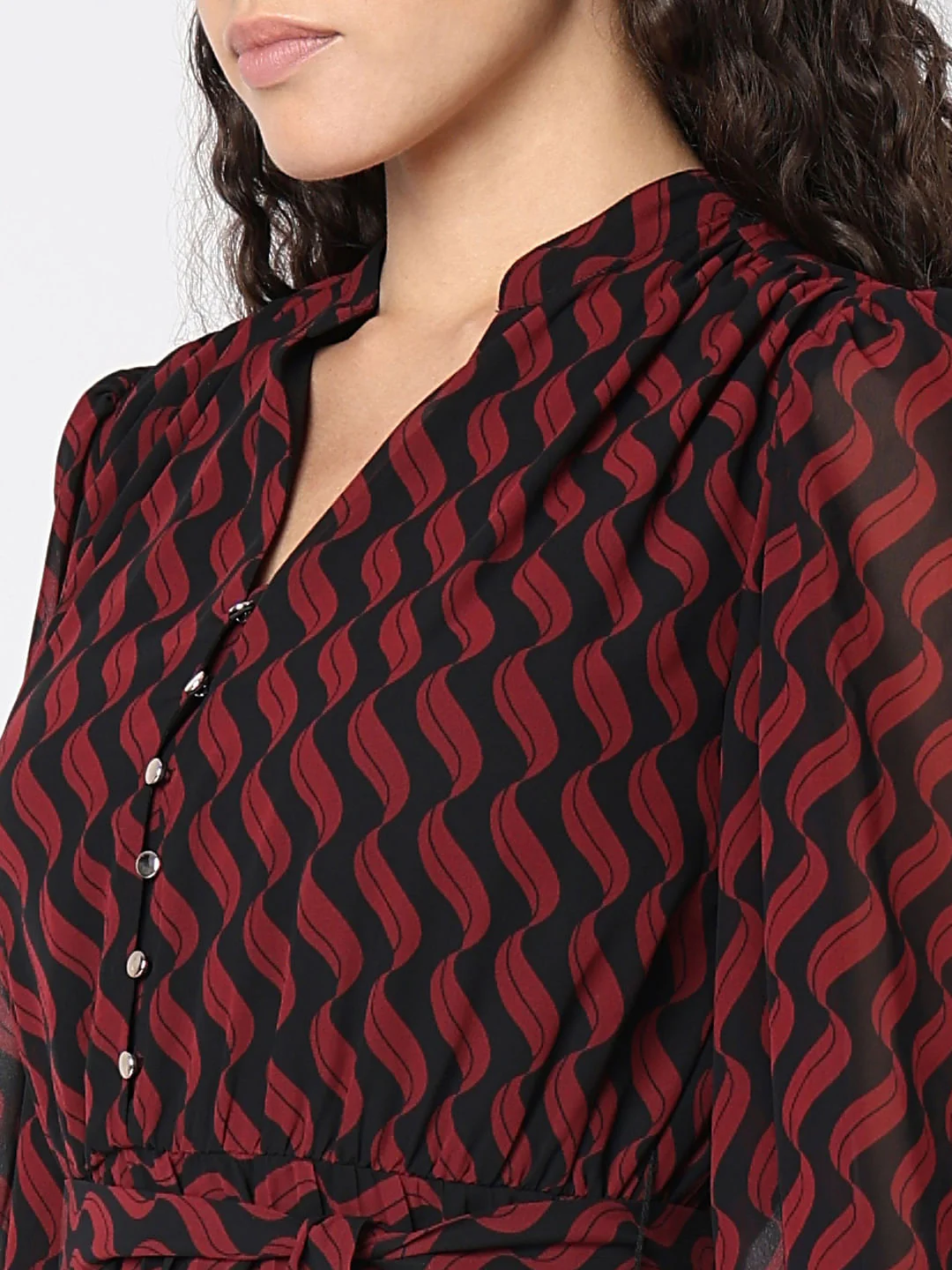 Red Printed Midi Dress - Image 6