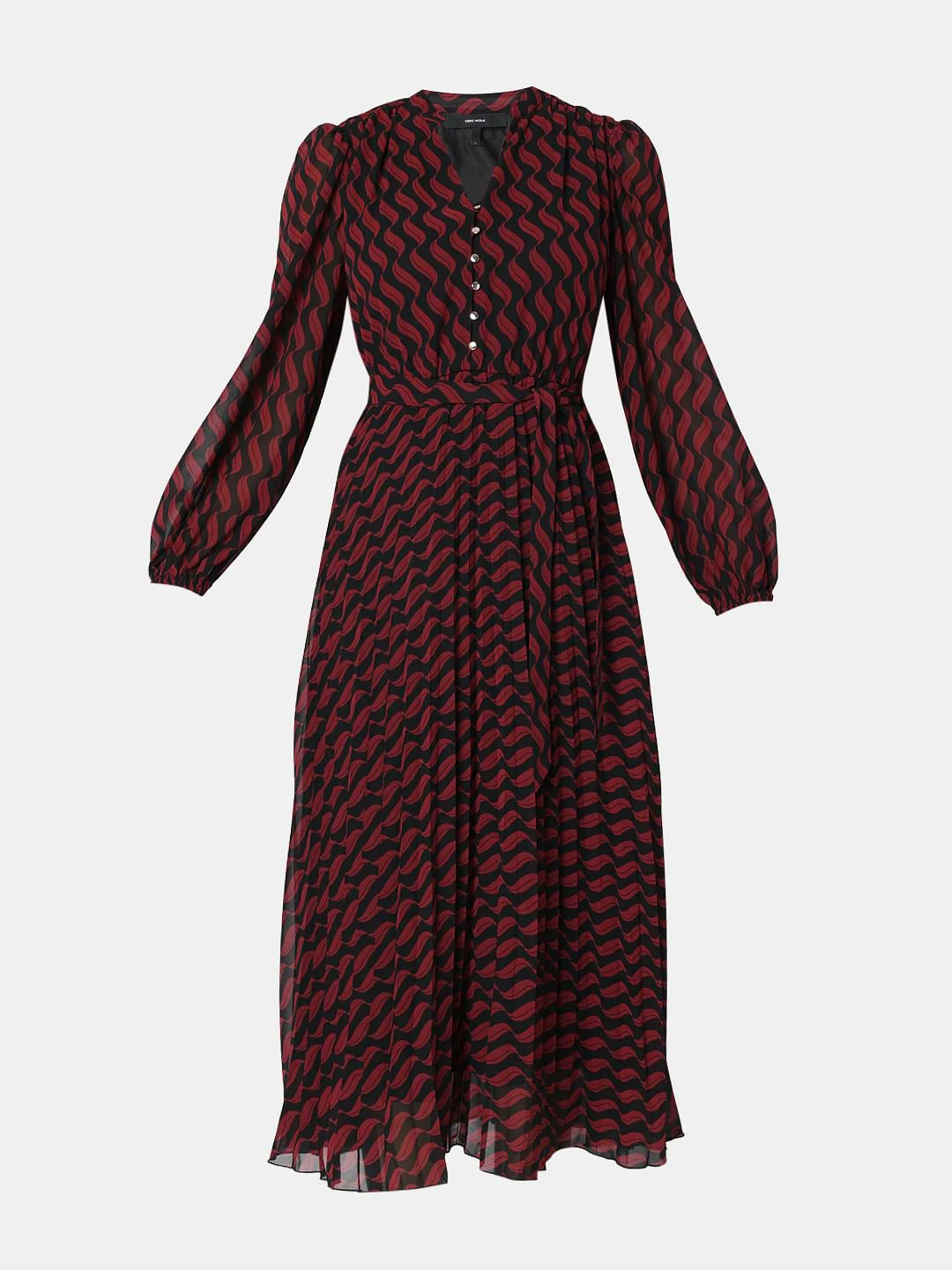 Red Printed Midi Dress - Image 7