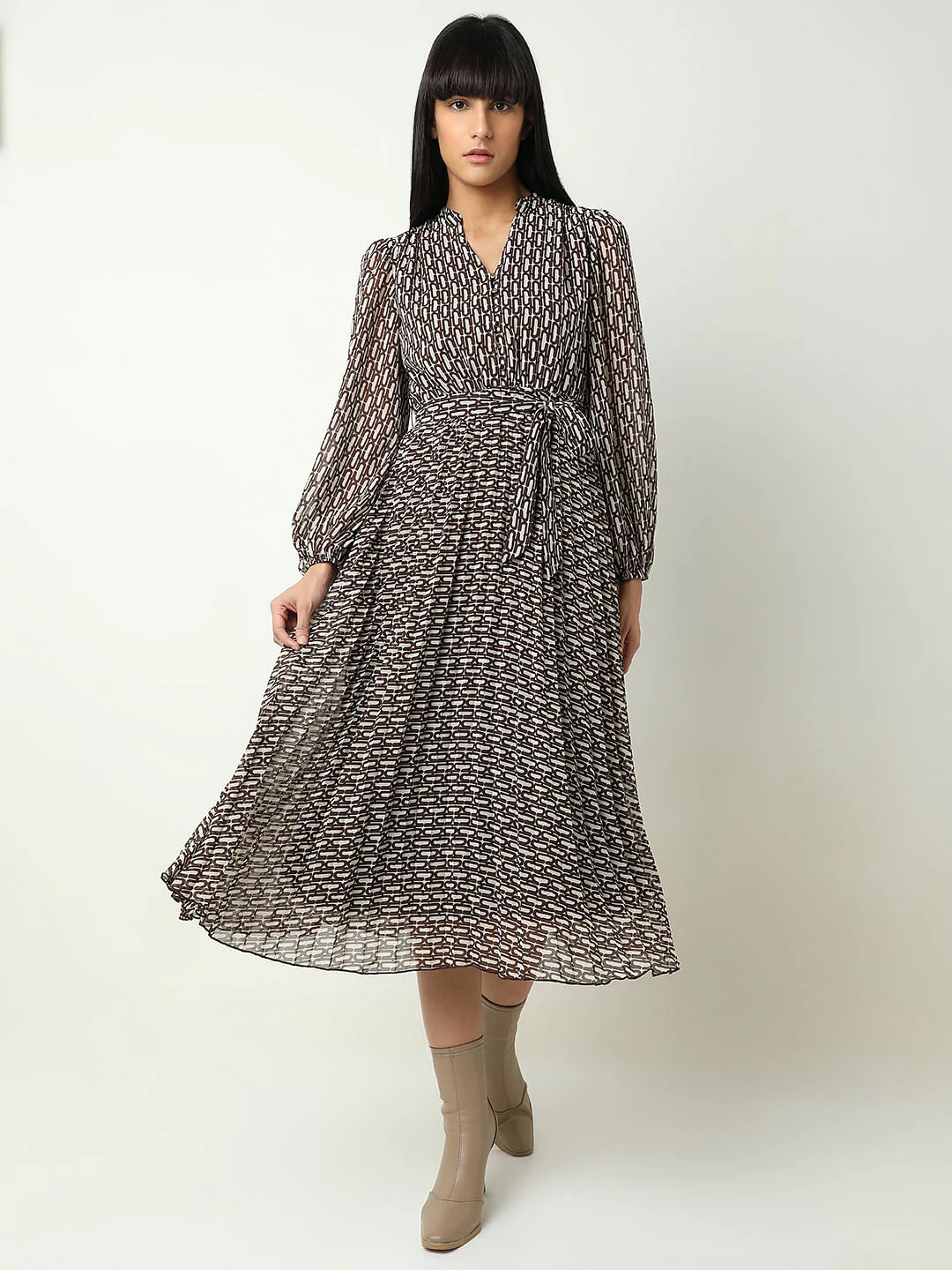 Black Printed Midi Dress - Image 2