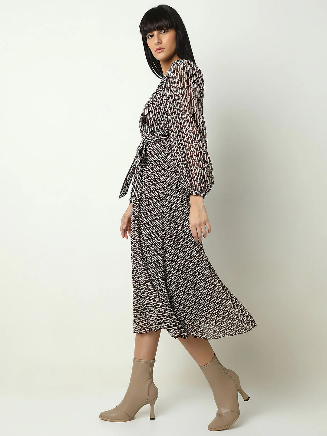 Black Printed Midi Dress - Image 3