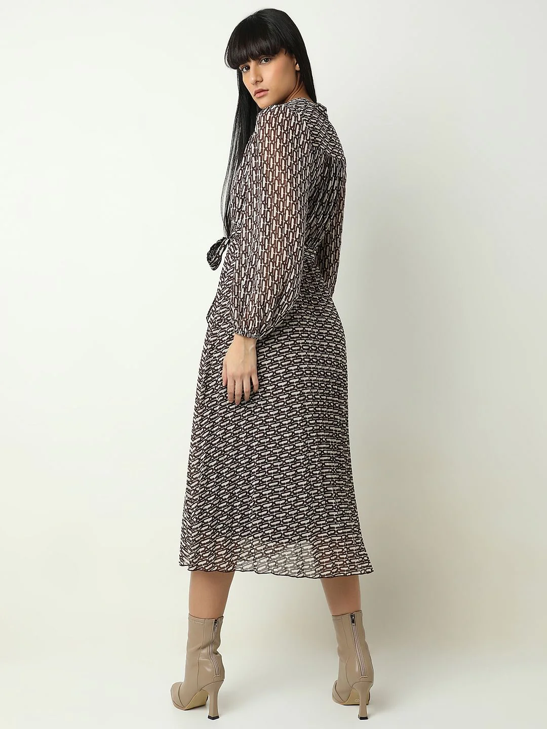 Black Printed Midi Dress - Image 4