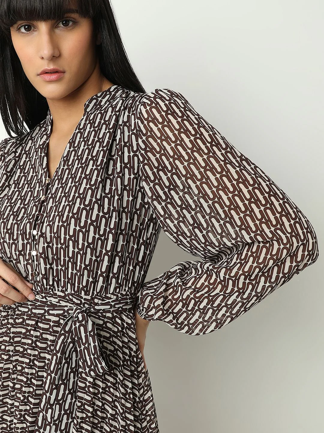 Black Printed Midi Dress - Image 5