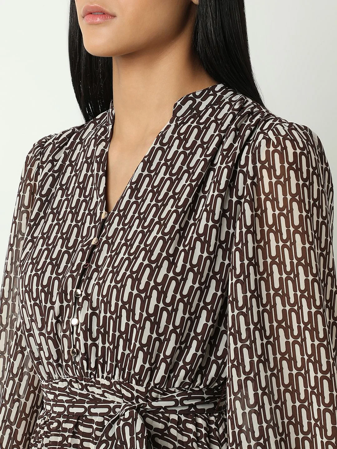 Black Printed Midi Dress - Image 6