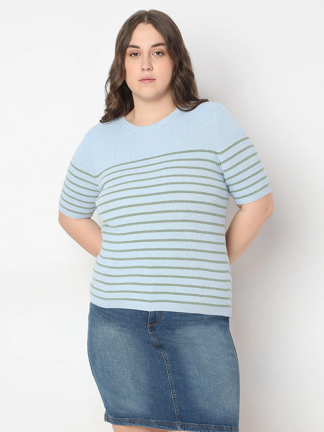 Curve Blue Short Sleeves Top - Image 2