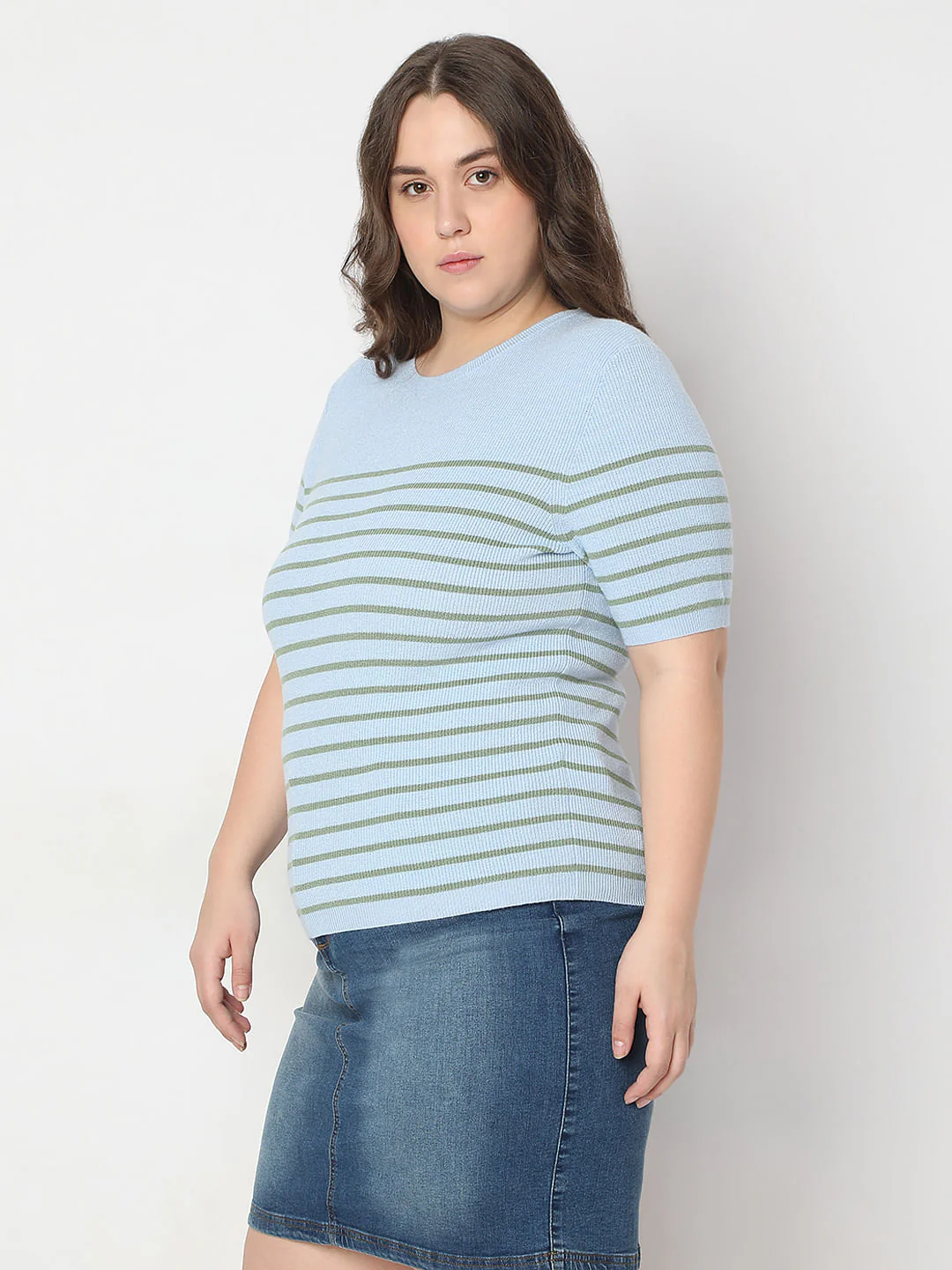 Curve Blue Short Sleeves Top - Image 3