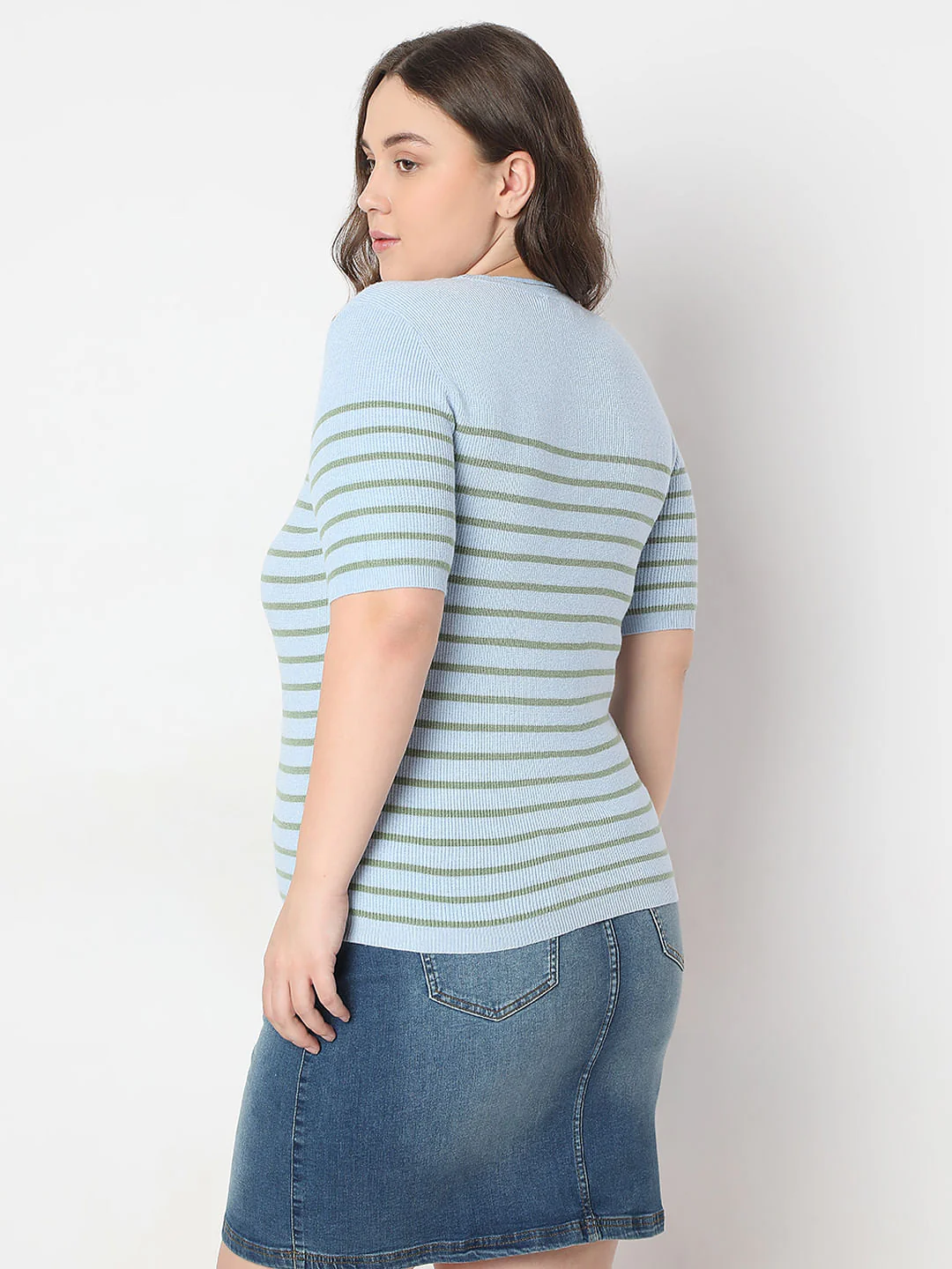 Curve Blue Short Sleeves Top - Image 4
