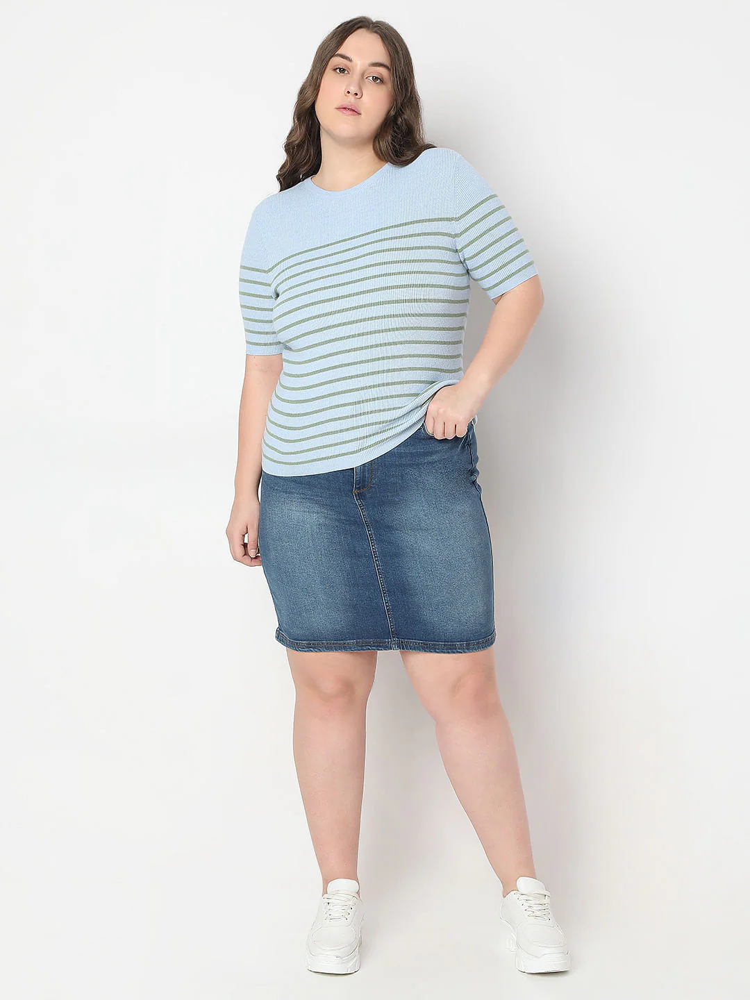 Curve Blue Short Sleeves Top - Image 5