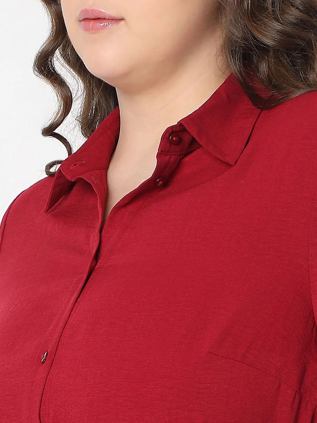 Curve Red Shirt Dress - Image 6