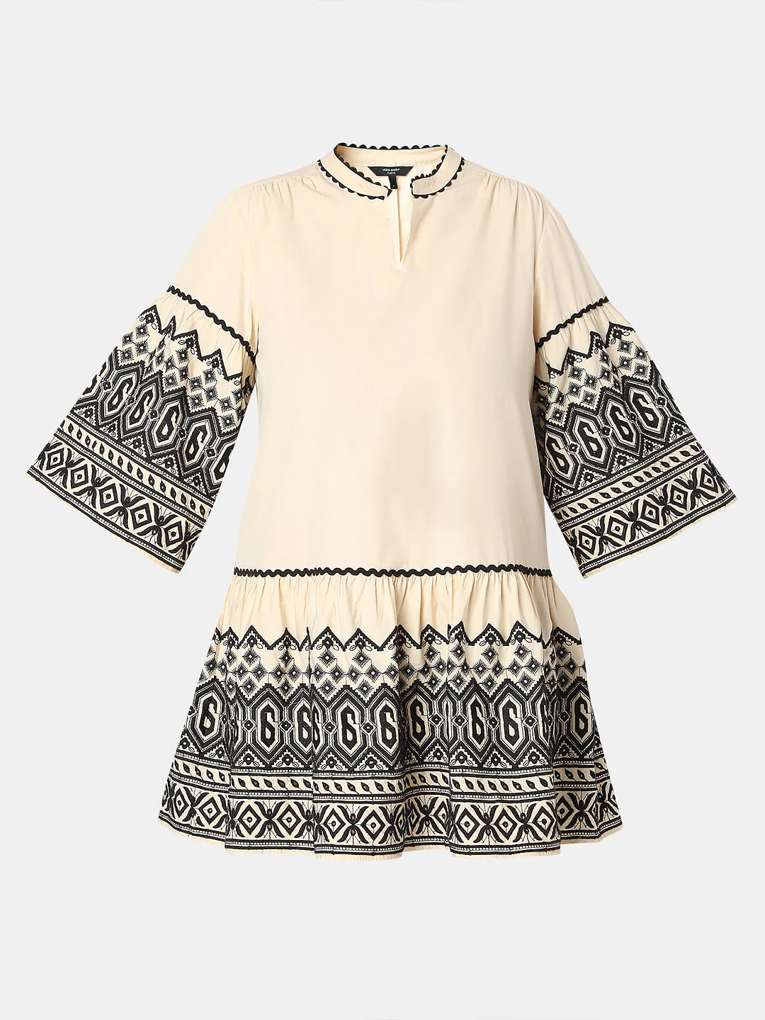 Curve Beige Printed Shift Dress - Image 7
