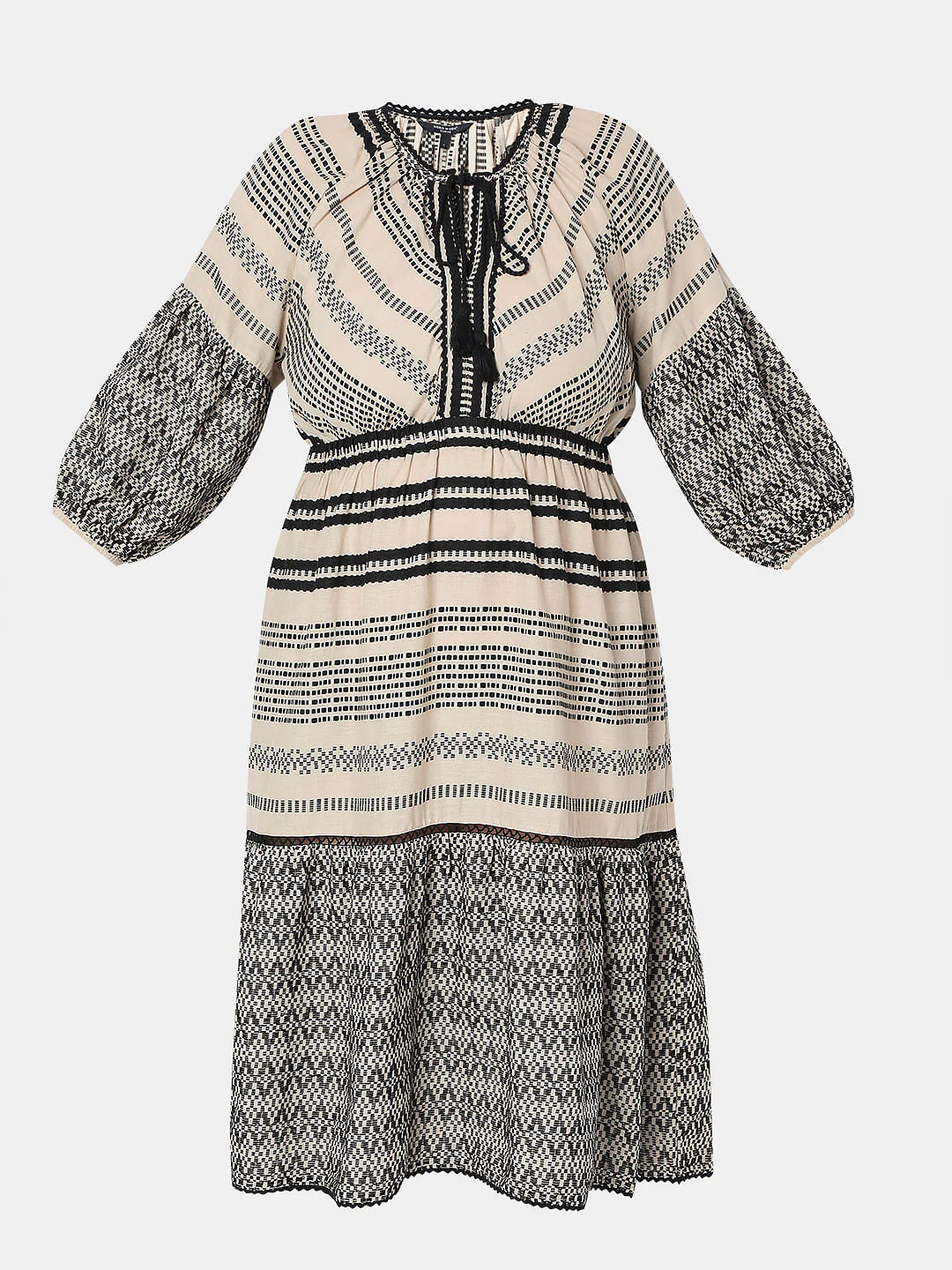 Curve Beige Printed Cotton Dress - Image 7