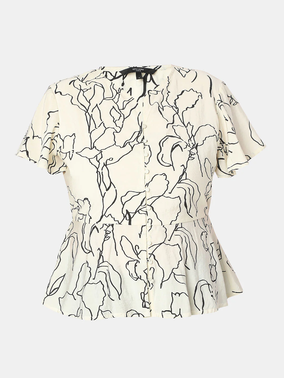Curve Off-White Printed Peplum Top - Image 7