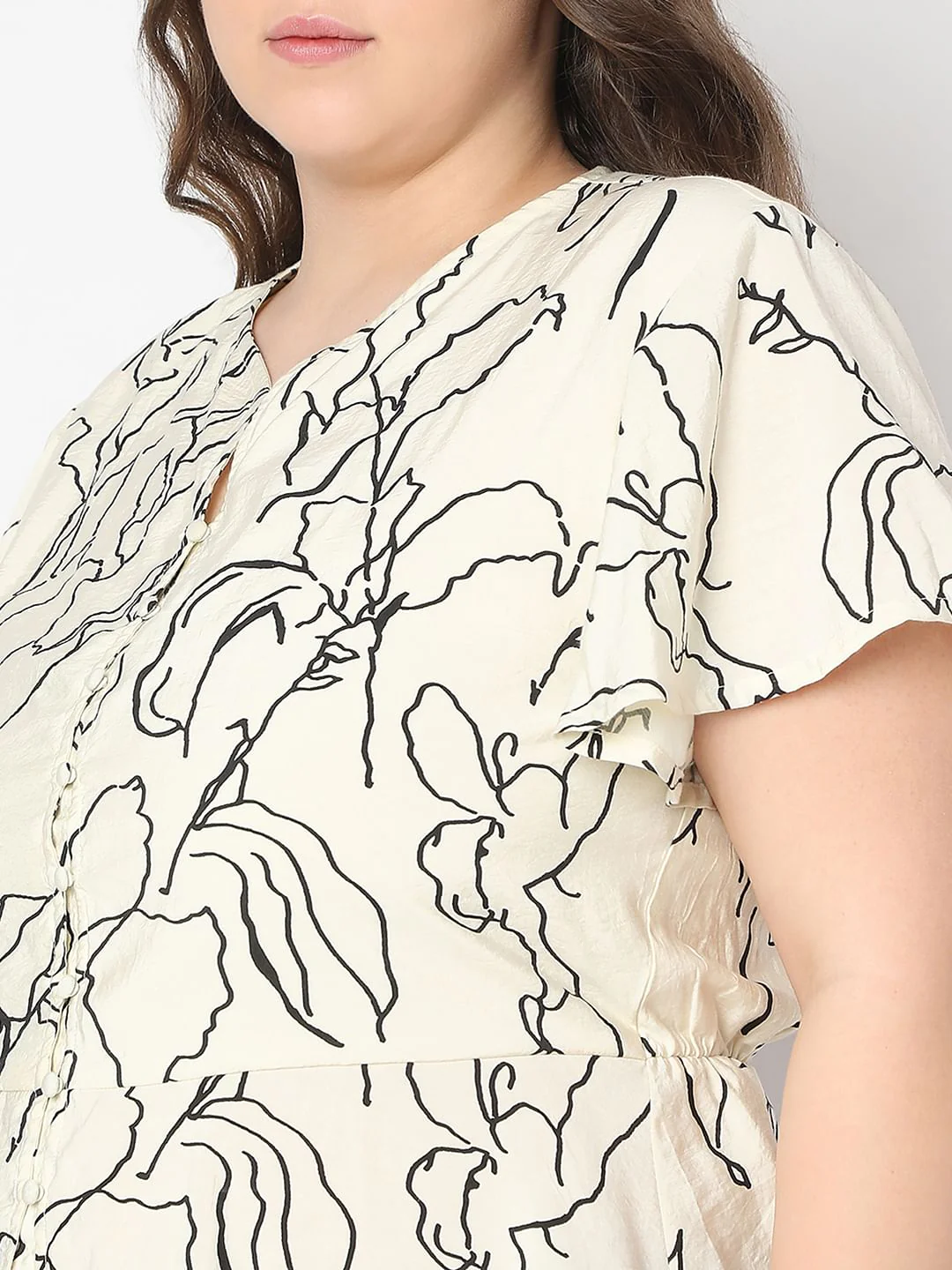 Curve Off-White Printed Peplum Top - Image 8
