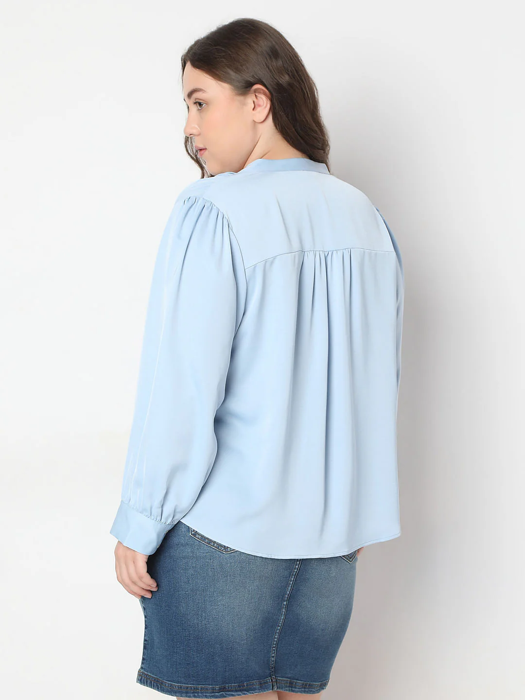 Curve Powder Blue V-Neck Top - Image 4