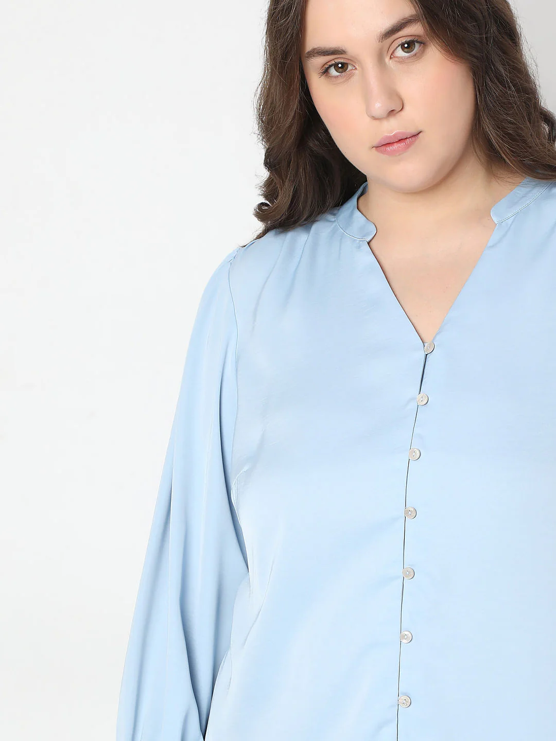 Curve Powder Blue V-Neck Top - Image 6
