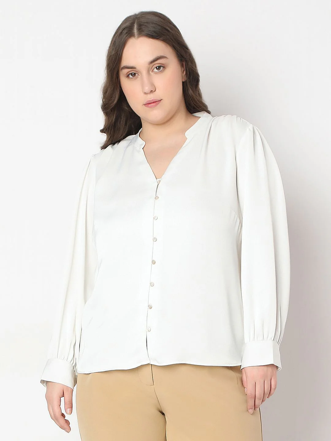 Curve White V-Neck Top - Image 2