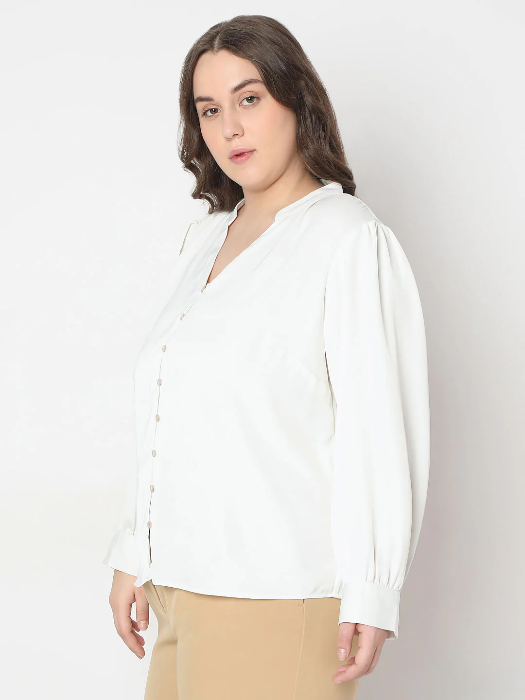 Curve White V-Neck Top - Image 3
