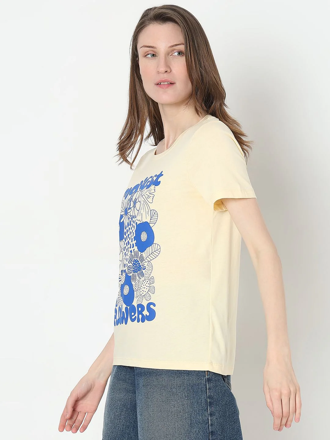 Yellow Graphic Print Cotton T-Shirt - Image 3