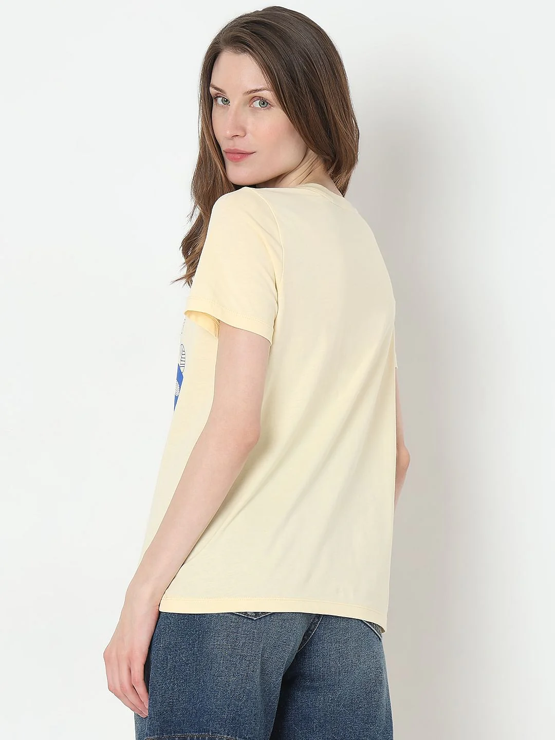 Yellow Graphic Print Cotton T-Shirt - Image 4