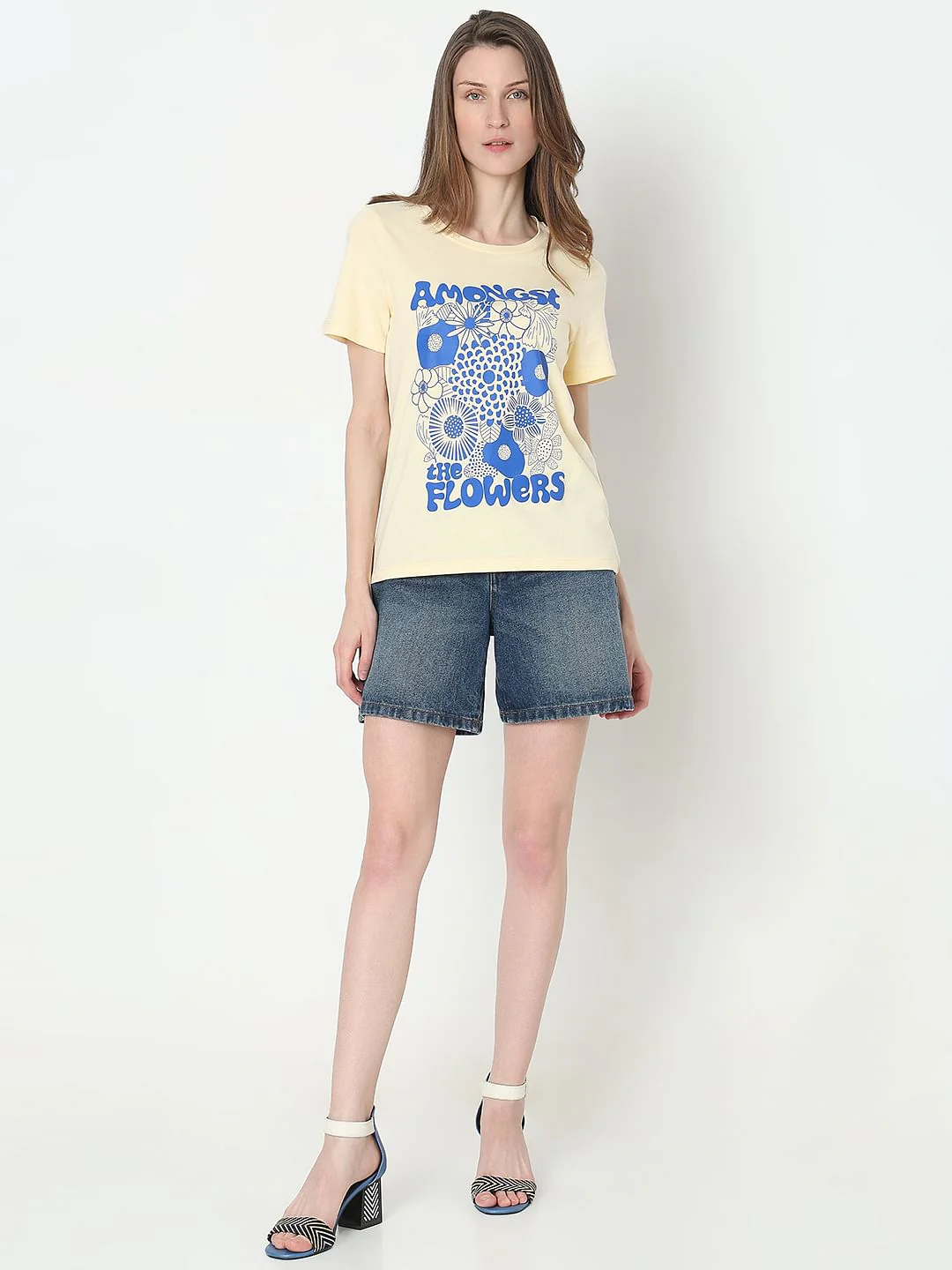 Yellow Graphic Print Cotton T-Shirt - Image 5