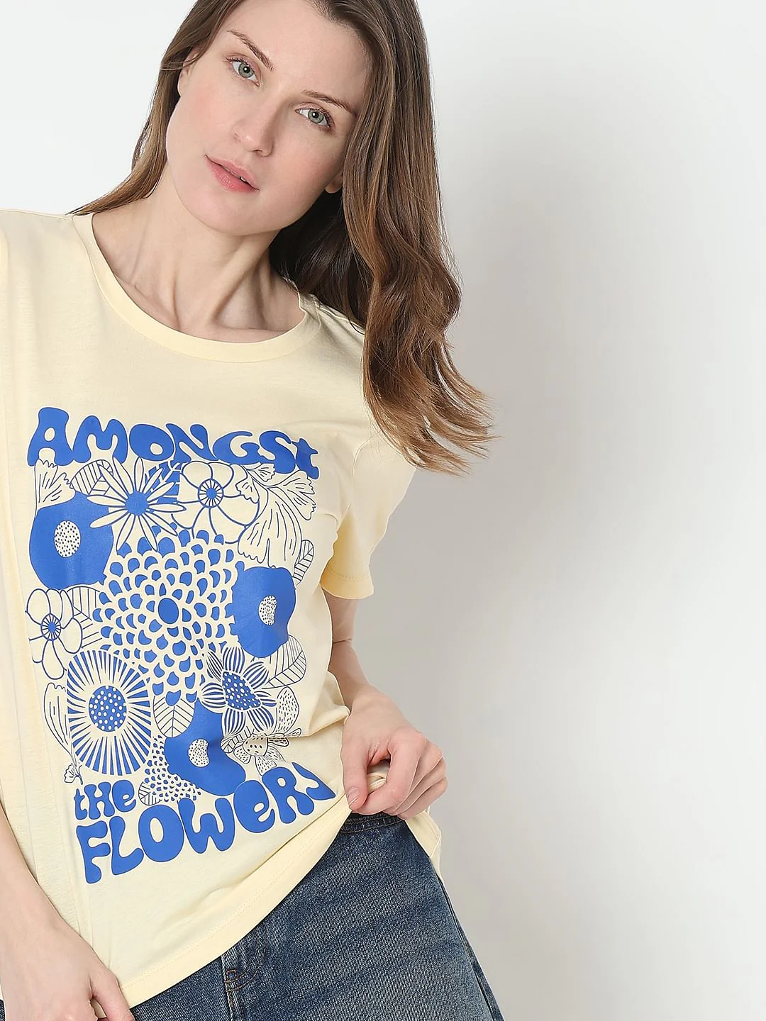 Yellow Graphic Print Cotton T-Shirt - Image 6