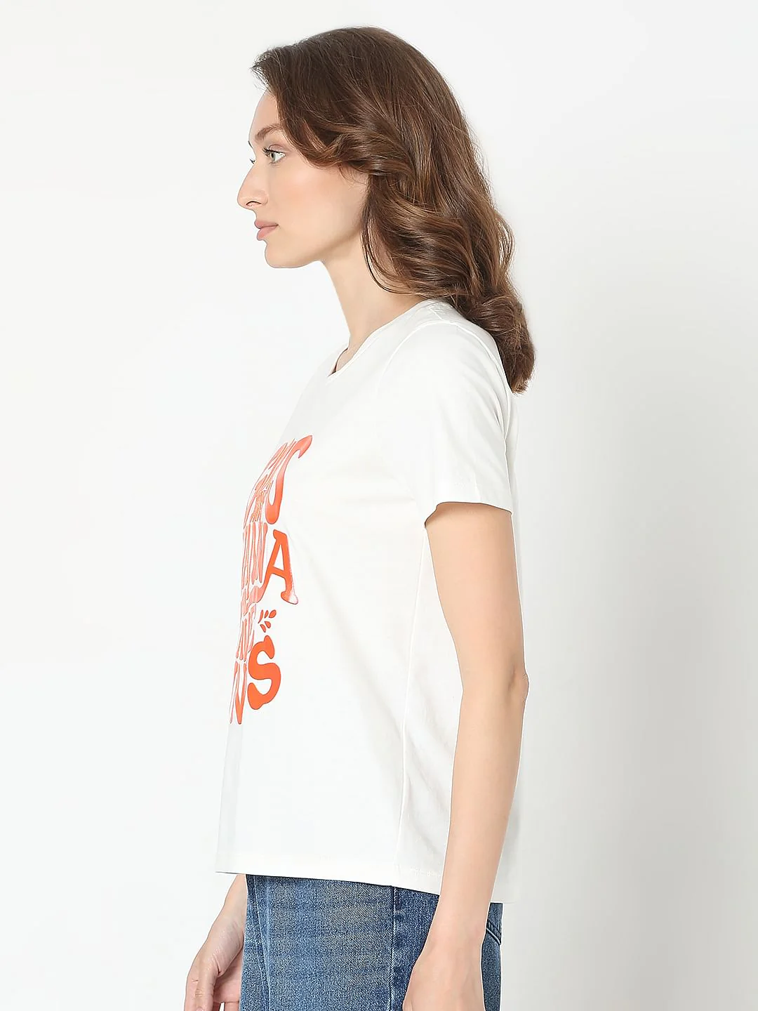 White Typographic Print T-Shirt - Image 3