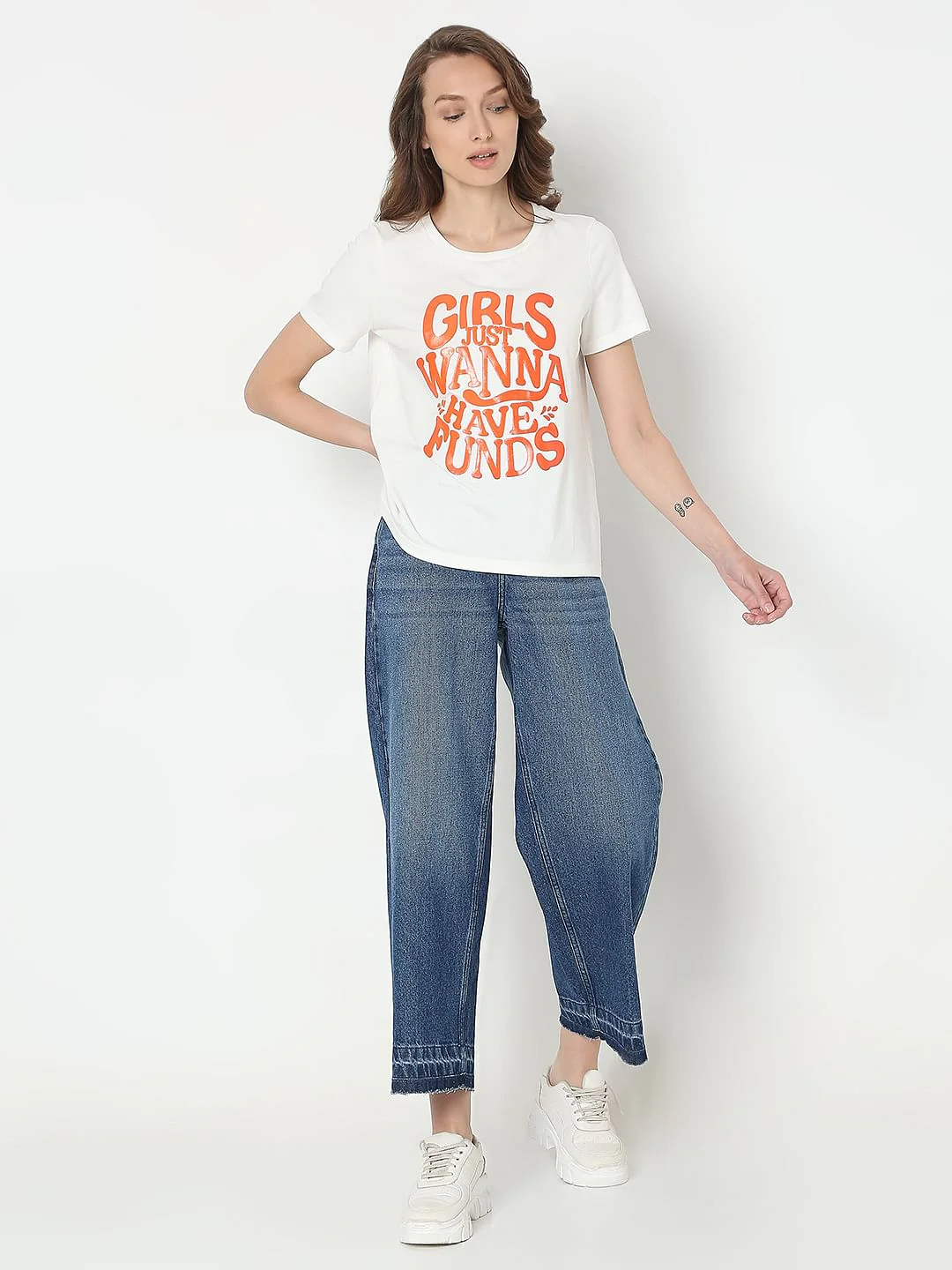 White Typographic Print T-Shirt - Image 5