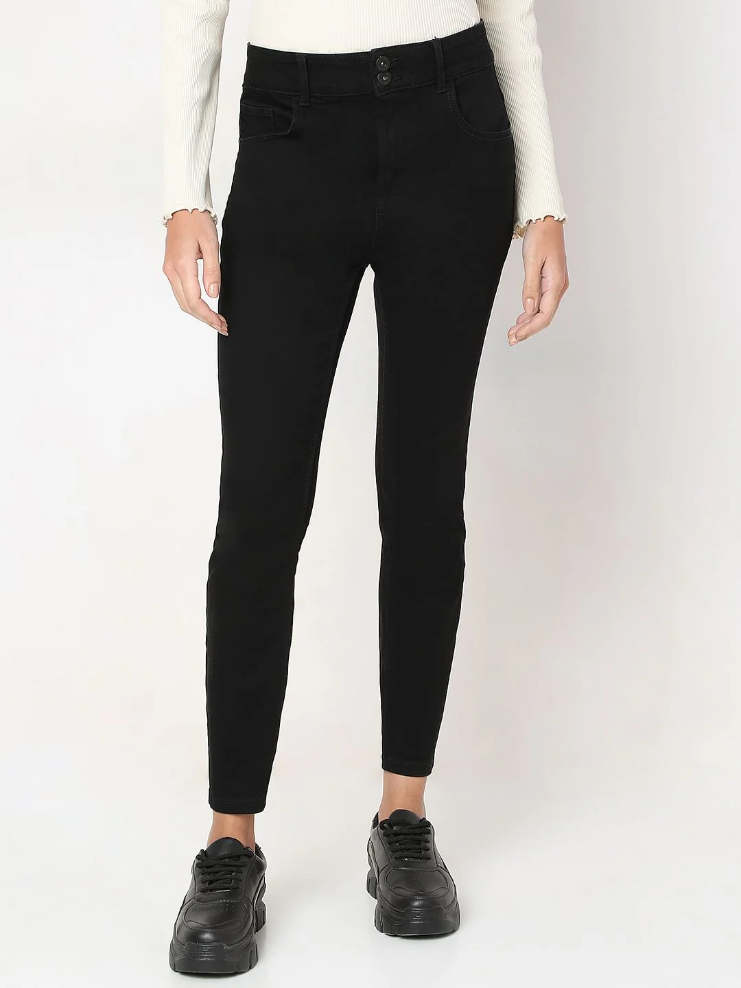 Black High Rise Skinny Fit Jeans - Image 2