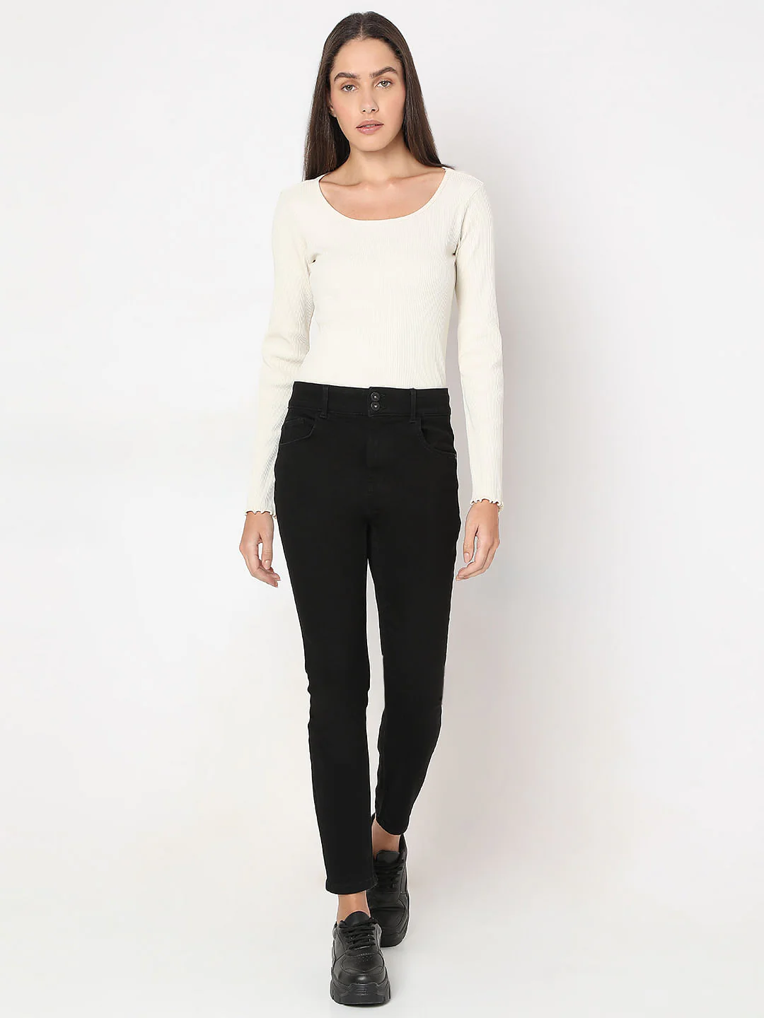 Black High Rise Skinny Fit Jeans - Image 5