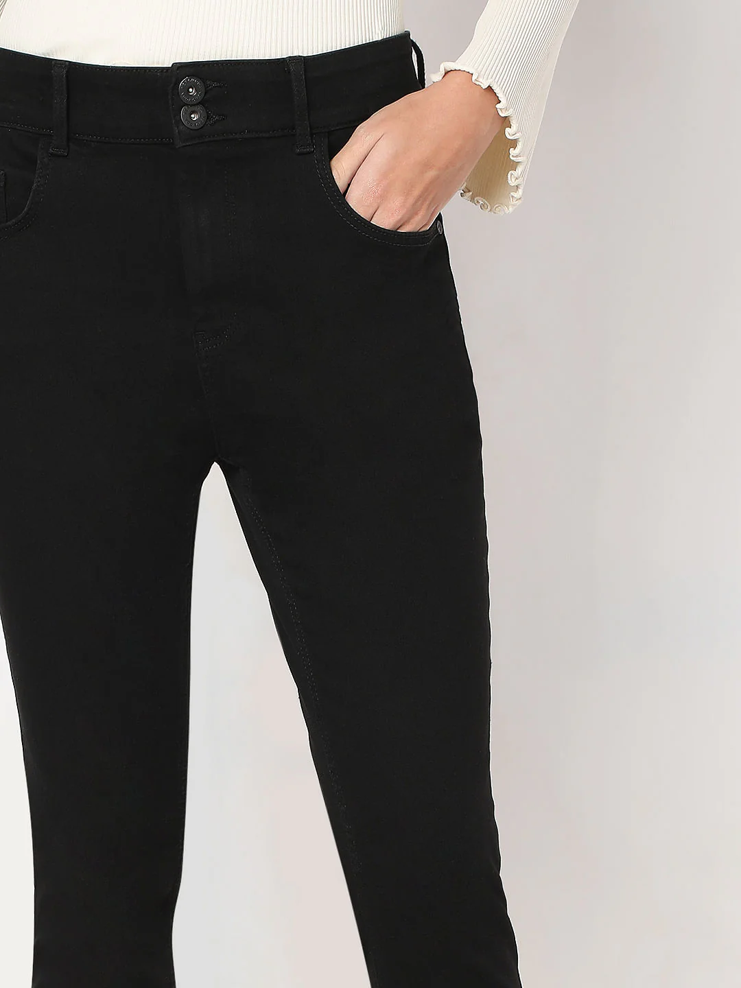 Black High Rise Skinny Fit Jeans - Image 6