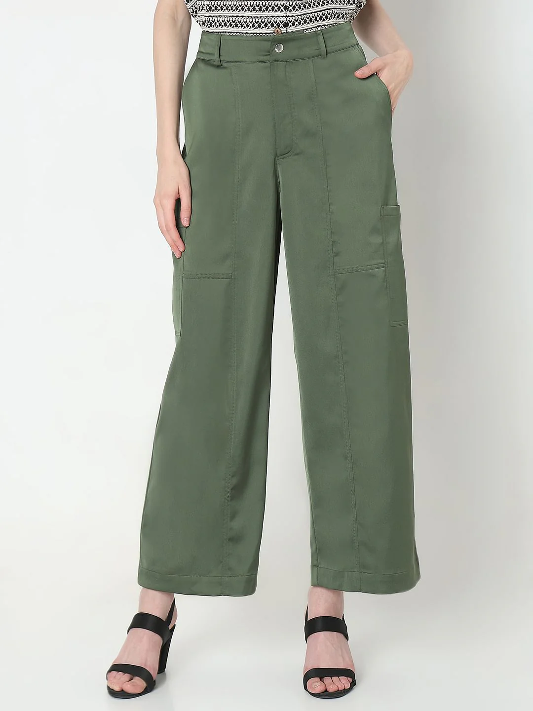 Green Mid Rise Cargo Pants - Image 2