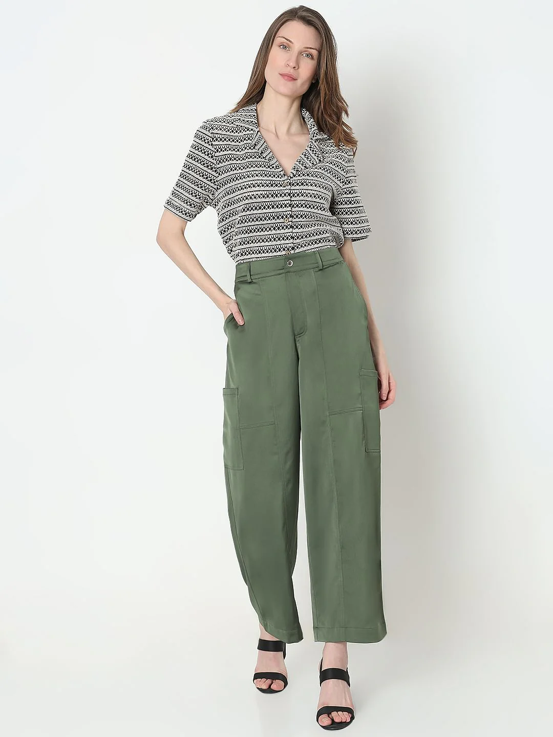 Green Mid Rise Cargo Pants - Image 5
