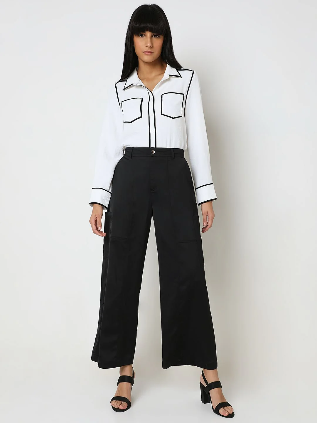 Black Straight Fit Cargo Pants - Image 5
