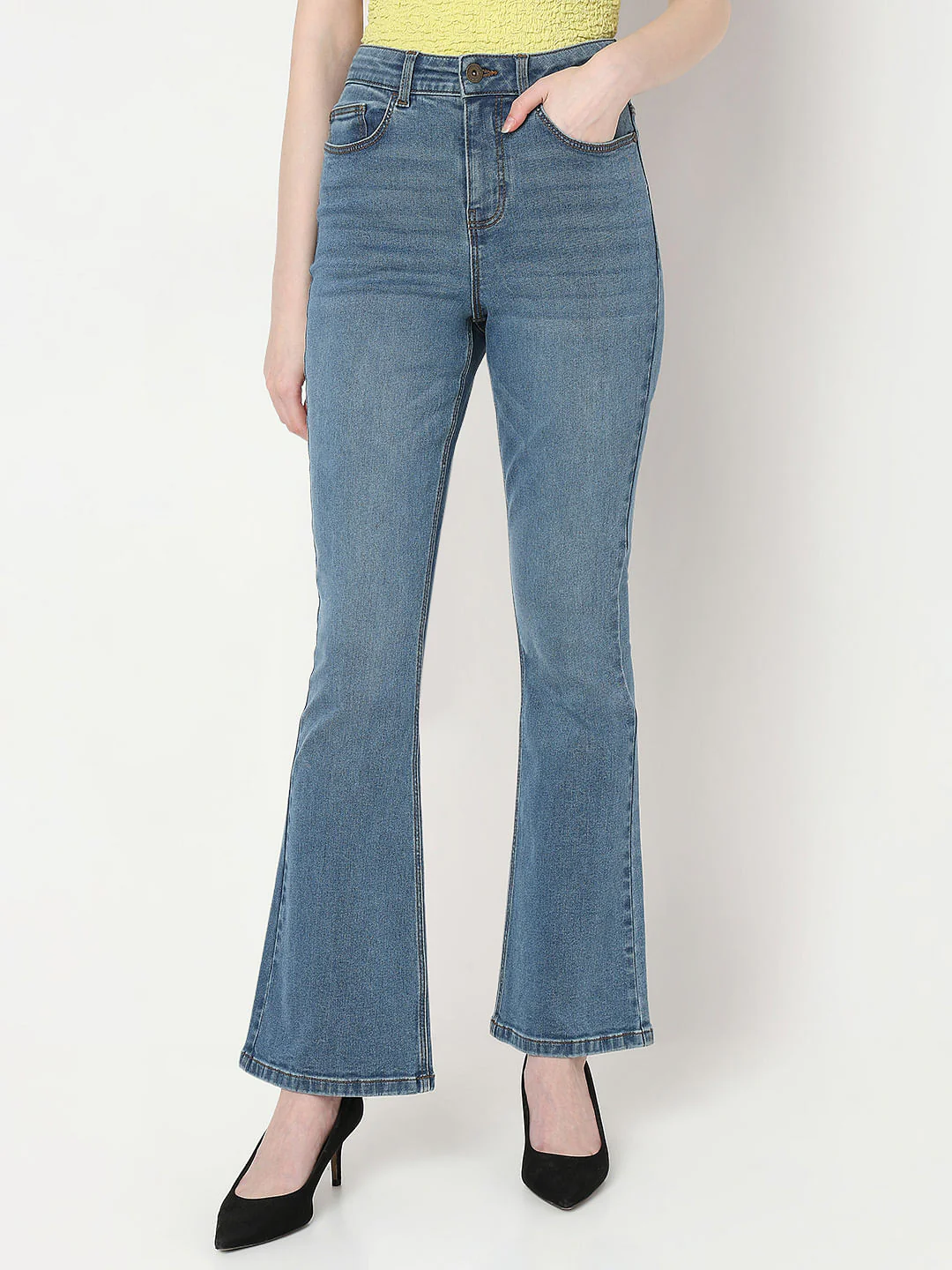 Light Blue High Rise Bootcut Jeans - Image 2